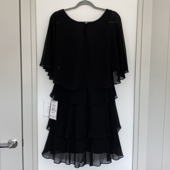 SLNY Chiffon Black Dress Size 4 - Picture 2 of 4